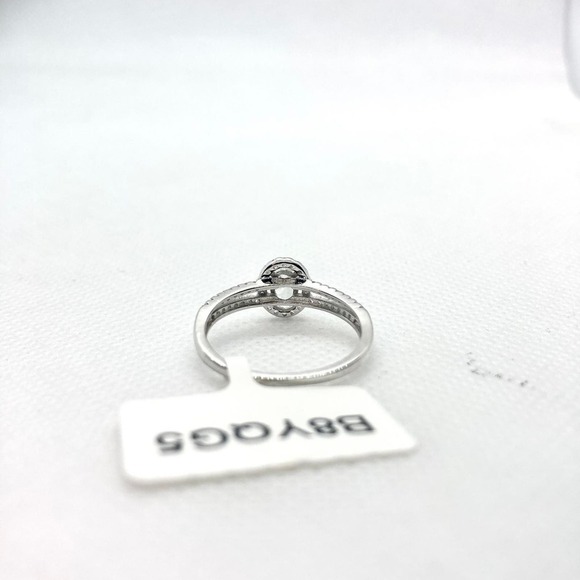 Size 8 925 Split Shank CZ Oval Cut Halo Ring - Picture 7 of 12